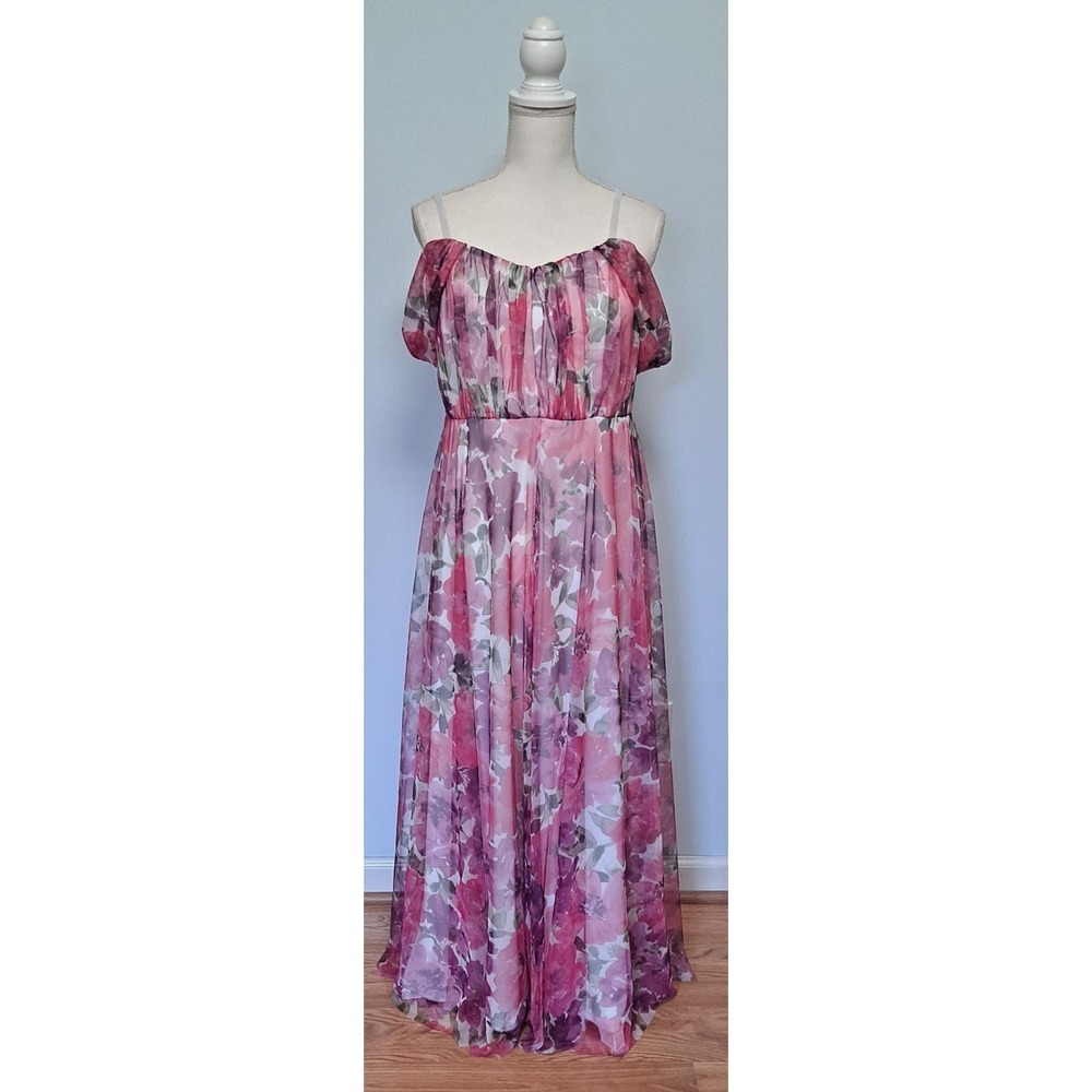 L Candalite Floral Off The Shoulders Maxi Whimsy Flowy Dress